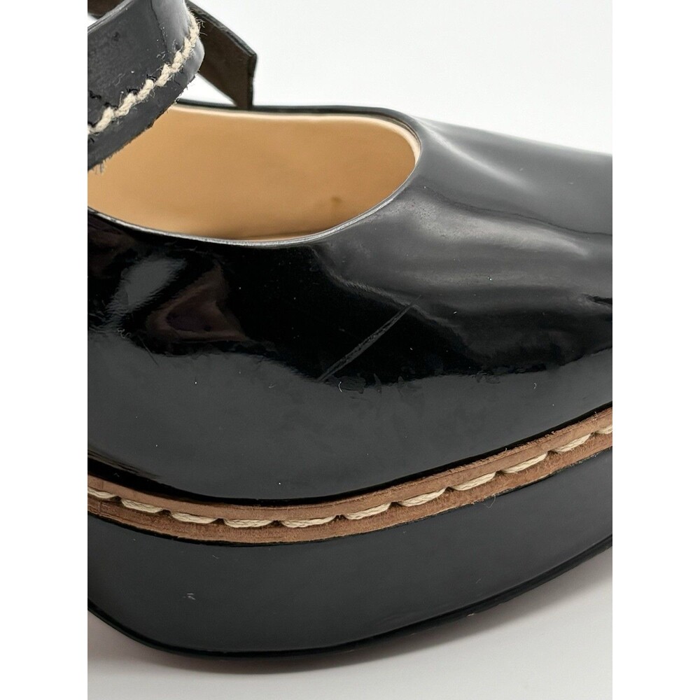 Prada S/S 2009 Black Patent Leather Heels Ribbon Detail Peep Toe Sz EU 34.5 - Picture 9 of 13